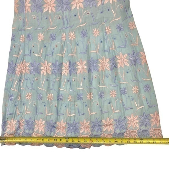 Allover Floral Embroidered Skirt Womens Sz S Light Blue Tiered Hem Maxi Pull-On - Picture 11 of 14